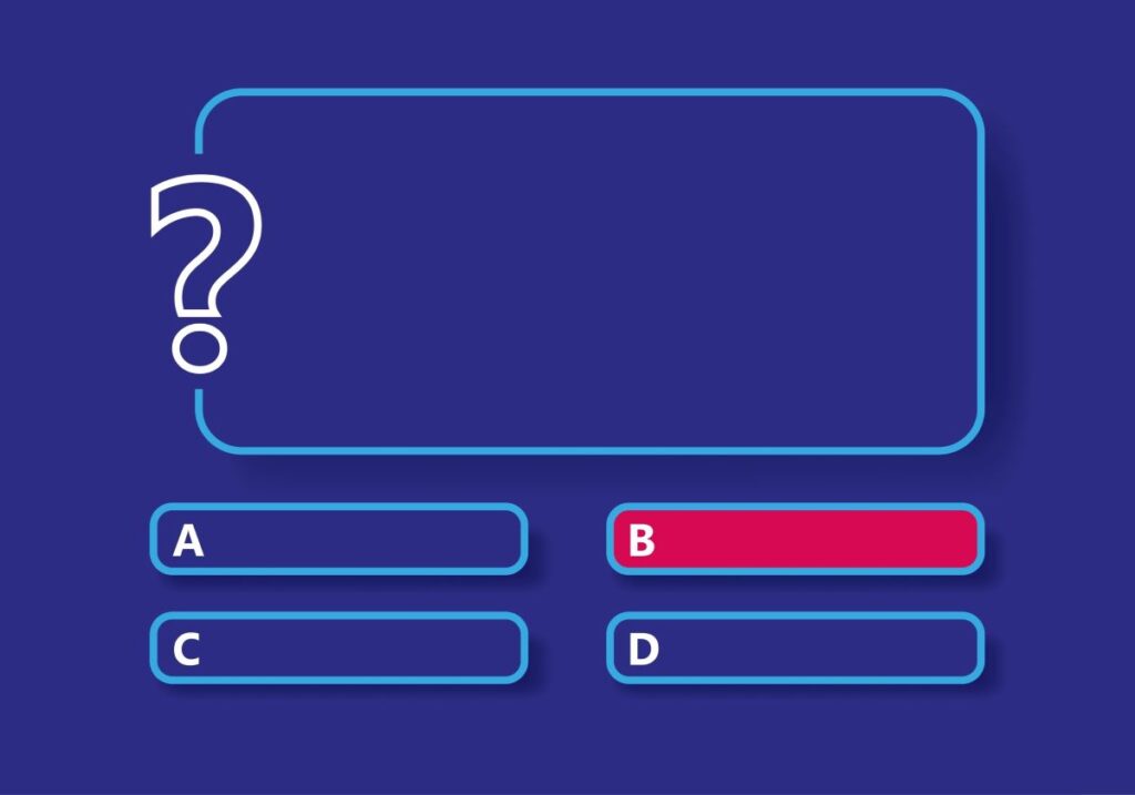 A vector image of a multiple-choice question example.